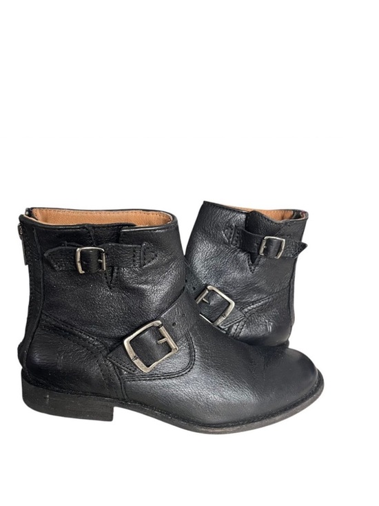 Frye Shoes - FRYE Black Leather Tyler Engineer Boots Straps Buckle Back Zipper Ankle Booties